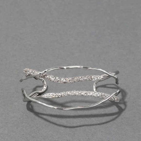 ALEXIS BITTAR • Solanales Silver Crystal Intertwined Cuff Bracelet - Picture 2 of 7